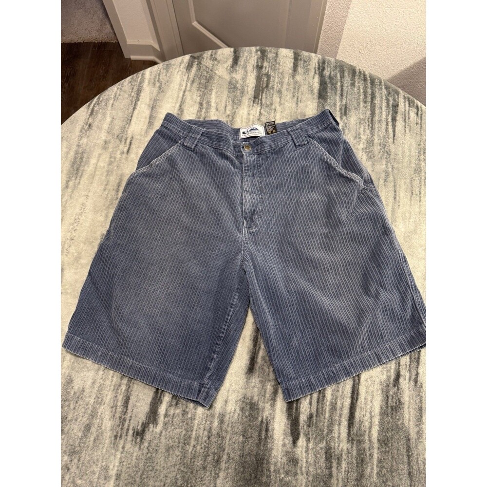 Vintage Quicksilver Shorts 32 Mens Blue Corduroy Cargo 9" Y2K Surfer Skater